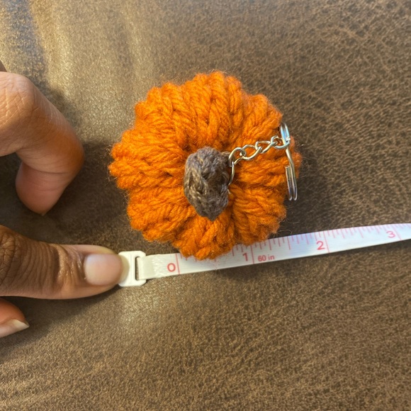 Handmade Crochet Pumpkin Keychain - Picture 7 of 7